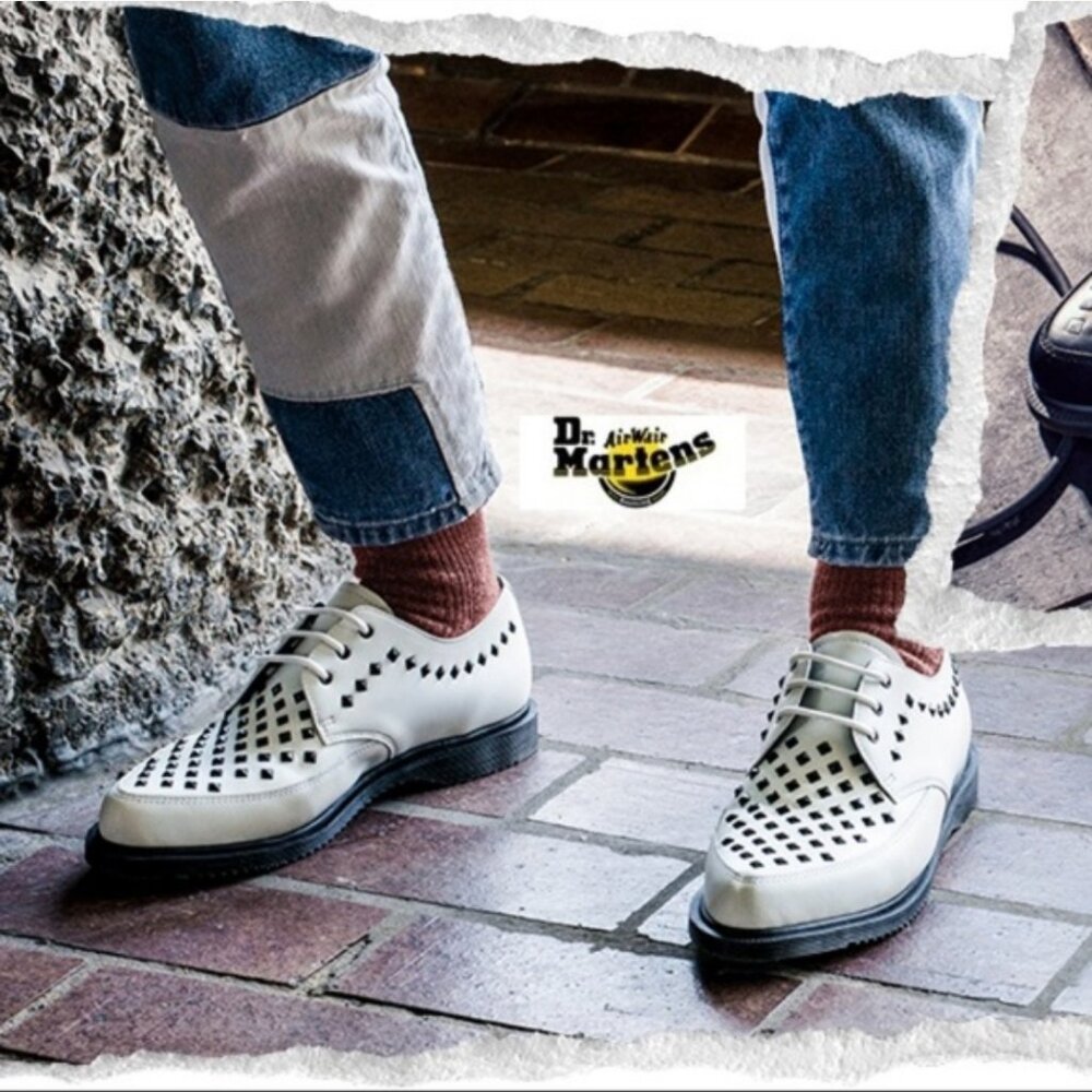Dr Martens Men’s Willis White Stud Creepers 3 Eye Lace Up